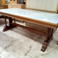 リユースのサカイ栃木店★ジモティ割あり★  ダイニングテーブル ブラウン×大理石調 W183×D87×H71 クリーニング済み TC11500の画像