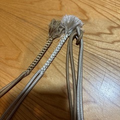 薄茶&ベージュ　切り替え　ラメ　帯締めの画像