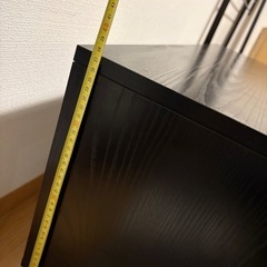 【黒の木目調ローボード／テレビ台】の画像