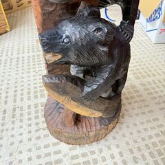 レトロ 木彫り熊 3体 全長78cm 木製の画像