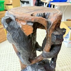 レトロ 木彫り熊 3体 全長78cm 木製の画像