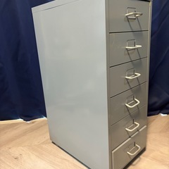 スチール引き出し　ユニット　キャビネット　6段　キャスター付き グレー 書類ケース 収納 オフィス家具の画像