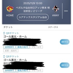ベガルタ仙台チケットの画像