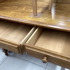 アンティーク調片袖デスク　程度C　天板キズ有の画像