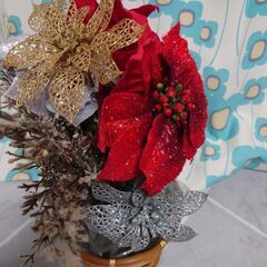 【🎄大きなクリスマスリース＋ポインセチア】２つまとめての画像