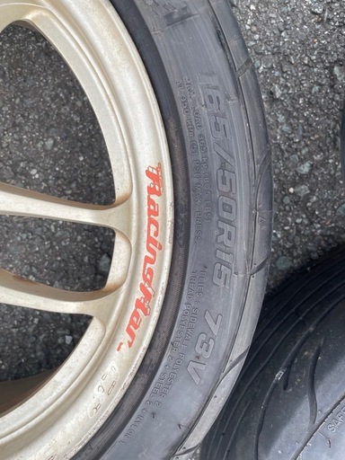 タケチプロジェクトCP-035　超軽量ホイルとNS-2R　美品４本セット値下 希少 ４穴 鍛造軽量 CP-035 タケチプロジェクト レーシングハート