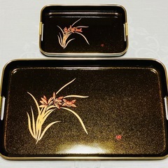 【期間限定 早い物勝ち】高級おぼん 大・小２点セット お盆 トレー トレイの画像