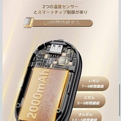 【新品】充電式カイロ 電気カイロ 3段階温度調節 LED表示繰り返し使える ブラックの画像