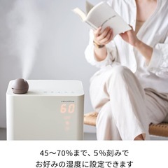 レコルト UVハイブリッド式加湿器 RHF-1 アロマオイル対応 湿度調整可能 卓上 床置き対応 掃除しやすい 静音 簡単給水 抗菌カートリッジ 2.8L 約28時間 タイマー付き recolte ナチュラルホワイトの画像