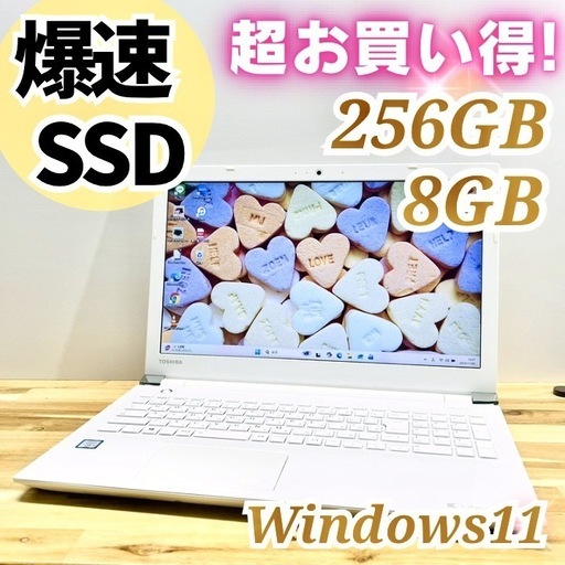 新品SSDノートパソコン東芝 dynabook / ホワイト Windows11 メモリ8GB SSD256GB 15.6インチ DVD カメラ Wi-Fi テンキー