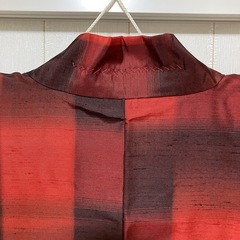 ③【新品未使用】着物 羽織り レトロ チェック 赤 茶色 リメイク の画像