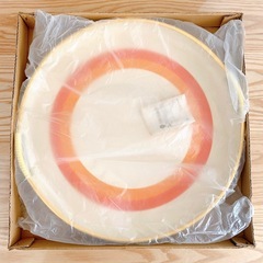 SILVER TONE シルバートーン 丸型お盆 トレー オレンジ レトロポップの画像