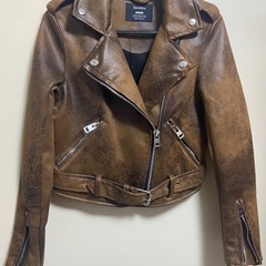 Bershka 本革ダブルライダースジャケット ラムレザー 羊革XSの画像
