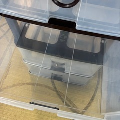 ●４段収納ケース●茶/クリア　衣装ケースの画像
