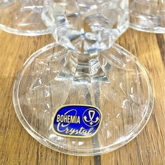 BOHEMIA Crystal 花柄ワイングラス 5個セットの画像