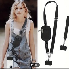 ショルダーストラップ付きポーチ ブラックの画像