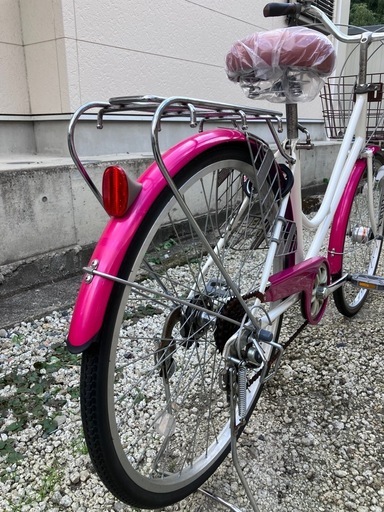 674、オシャレママチャリ26インチ(桃白)