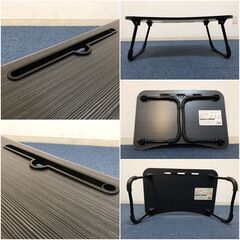 折りたたみテーブル 簡易デスクBK 凹溝付き ラップトップテーブル 人間工学のラジアン ロータイプパソコンデスク 脚部滑り止め付きの画像