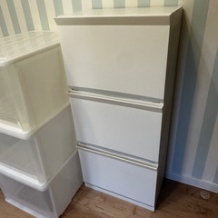 【美品】収納引き出し　ランドリーバスケット ワゴン 3段 スリム おしゃれ かご フラップ式　まとめうまとめ売りの画像