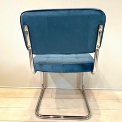 【2脚セット】カンティレバーチェア/ベルベット/青の画像