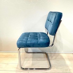 【2脚セット】カンティレバーチェア/ベルベット/青の画像