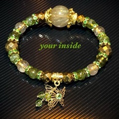 ペリドット ルチルクォーツ デザイン 天然石ブレスレットの画像