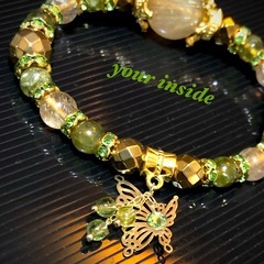 ペリドット ルチルクォーツ デザイン 天然石ブレスレットの画像