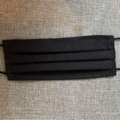 黒・小　ハンドメイドマスク　2枚セット　不織布マスクにそっくりな布マスク の画像