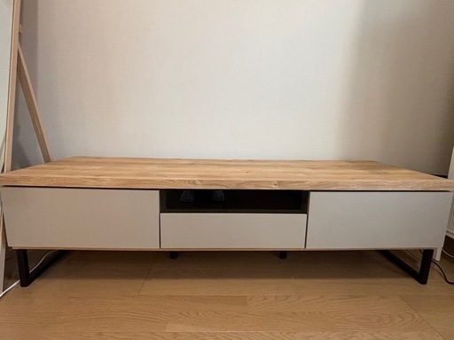 【美品】大川家具 テレビボード テレビ台 W150 オーク×グレー