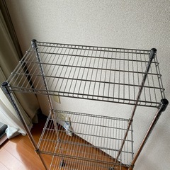 【無料】スチールラック ハンガー付き 3段収納棚 キャスター付きの画像