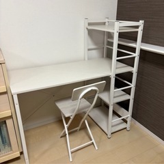 🌿【美品】棚付きデスク＆ チェアセット✨勉強机・ワークデスクにの画像