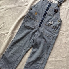 サイズ100 SNOOPYラングラーwranglerオーバーオール ストライプ スヌーピーの画像