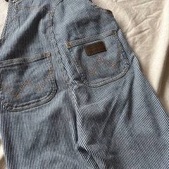 サイズ100 SNOOPYラングラーwranglerオーバーオール ストライプ スヌーピーの画像