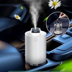 新❤️小型 卓上超音波加湿器 抗菌鋼板&デジタル残量表　Type-C充電式　オレンジ色の画像