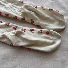 タイツ オフホワイト チェリー柄 95-115cmの画像