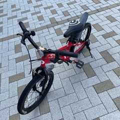 【安全・安定】d-bike 18インチ 赤 子供用自転車／太めタイヤで転びにくい✨の画像