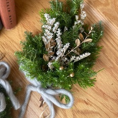 1000円クリスマススワッグ&リースセット　ドライフラワーの画像