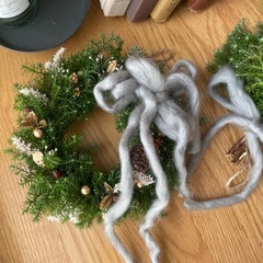 1000円クリスマススワッグ&リースセット　ドライフラワーの画像