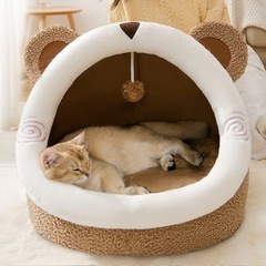 ペットハウス ドーム型 猫 小型犬 小動物用小屋 洗える 保温防寒 滑り止めの画像