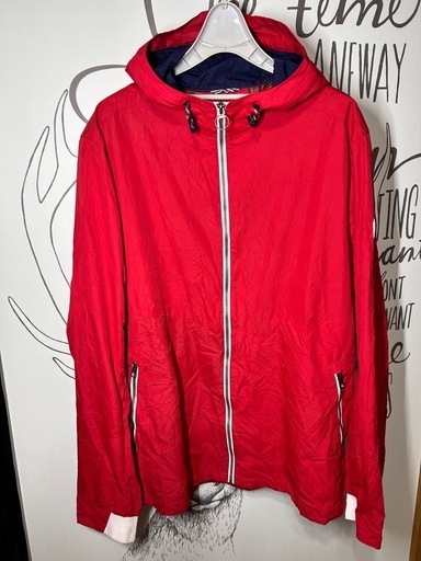 Timberland ) ナイロンジャケット 赤 フード付き