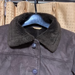 レディース裏ボア暖かいジャケット、ブラウンの画像