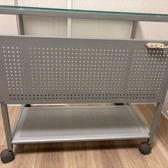 机 ガラス天板 コンセント キャスターの画像