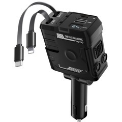 ☆新品☆ シガーソケット 4 in 1【巻き取り式】 車充電器 80cmの画像