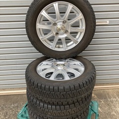 No.156スタットレスタイヤ155/65/R13 4H PCD100 アルミホイール付4本セットの画像