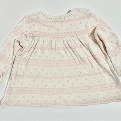 80サイズ 綿100% レース模様とドットのTシャツの画像