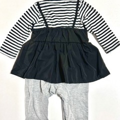 ストライプロンパース・カバーオール 80の画像