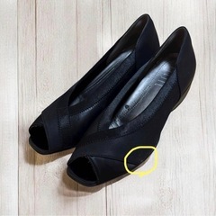 fitfit オープントゥ パンプス 黒 24cm ウェッジヒール フォーマルの画像