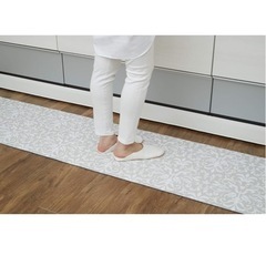 グレー　ダマスク　ロング　キッチンマットの画像