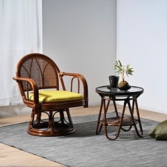 新品　籐回転座椅子 籐 回転椅子 イス ラタンチェア 和 座椅子 回転チェア の画像