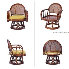 新品　籐回転座椅子 籐 回転椅子 イス ラタンチェア 和 座椅子 回転チェア の画像